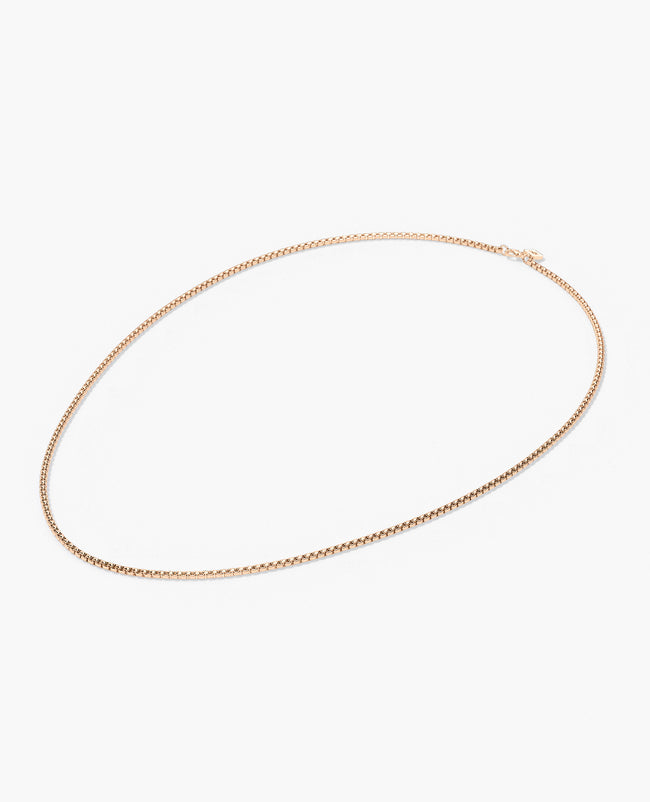 Ready to Ship - ROUND BOX Solid 18k Rose Gold Chain Necklace - 2.5mm