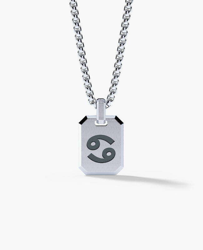 CANCER MINI ZODIAC Dog Tag Silver Pendant
