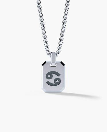 CANCER MINI ZODIAC Dog Tag Silver Pendant