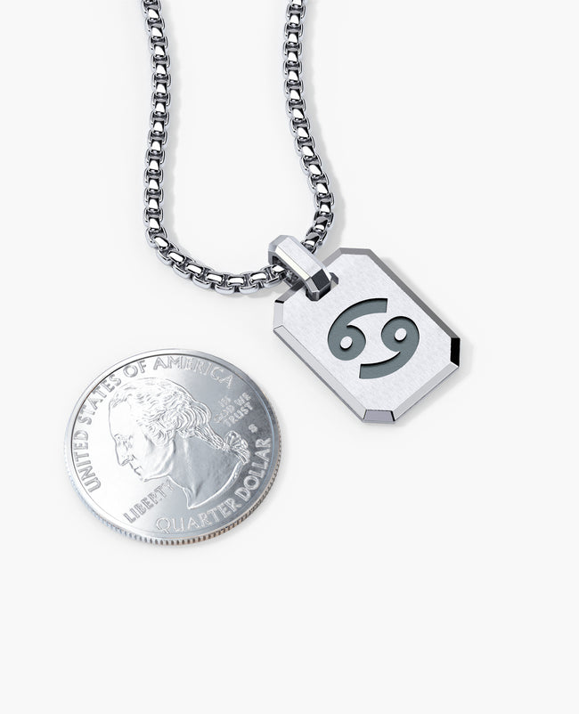 CANCER MINI ZODIAC Dog Tag Silver Pendant