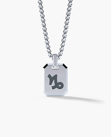 CAPRICORN MINI ZODIAC Dog Tag Silver Pendant