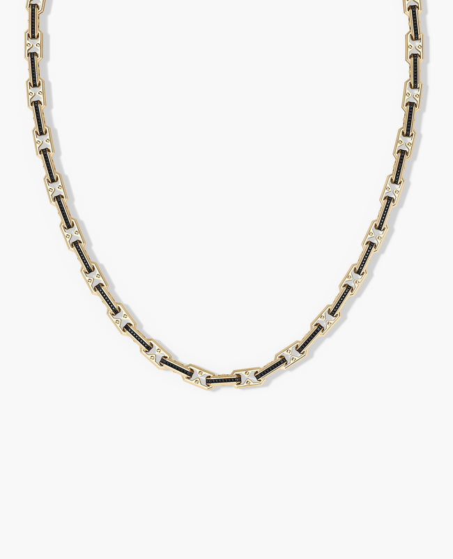 ARTURO Gold Link Necklace with Black Diamonds