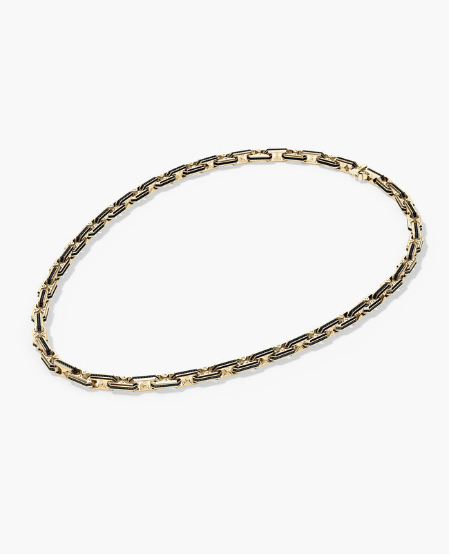ARTURO Gold Link Necklace with Black Diamonds