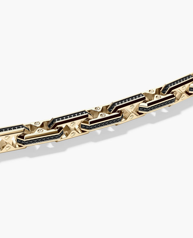 ARTURO Gold Link Necklace with Black Diamonds