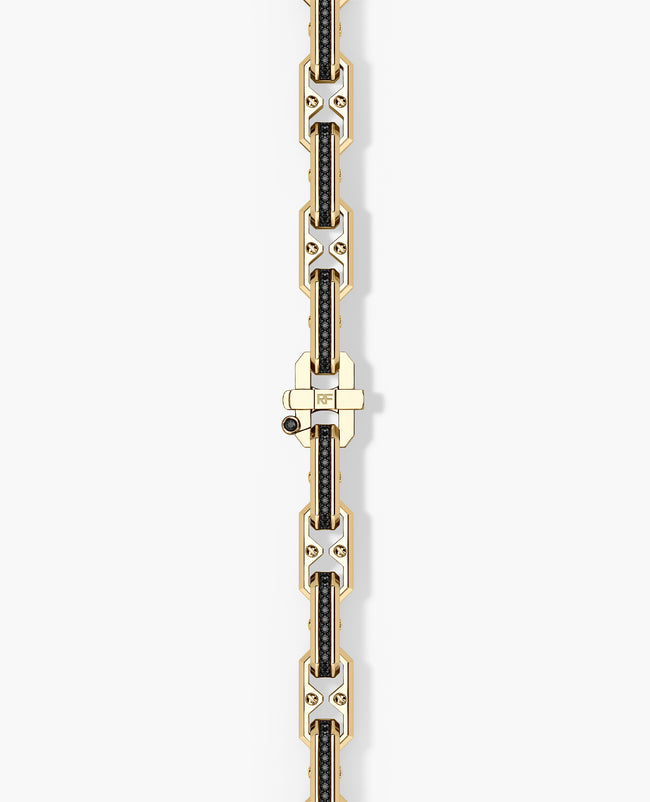 ARTURO Gold Link Necklace with Black Diamonds