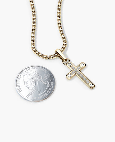 CROSS Pendant in Two-Tone Gold with 0.05ct Diamonds - 25mm
