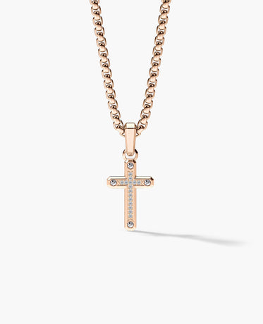 CROSS Two-Tone Gold Pendant with 0.10ct Diamonds - 35mm