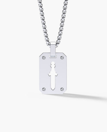 SHADOW DAGGER Gold Dog Tag Pendant