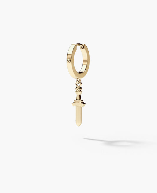 Ready to Ship - DANGLE Dagger Hoop 14k Yellow Gold Earring