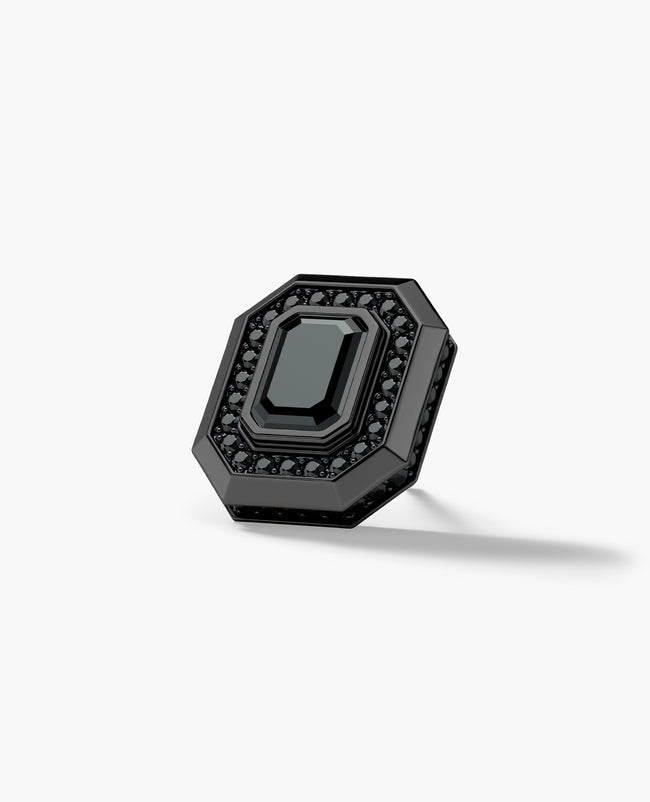 HALO EverBlak Gold Emerald Cut Single Stud Earring with 1.40ct Black Diamonds