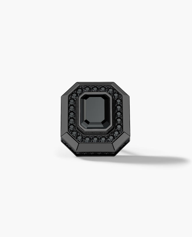 HALO EverBlak Gold Emerald Cut Single Stud Earring with 1.40ct Black Diamonds