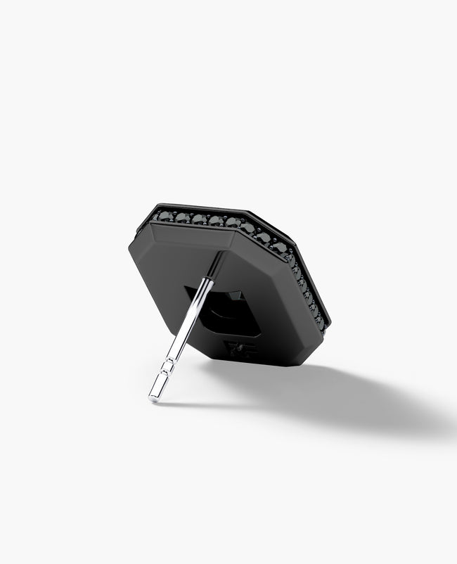 HALO EverBlak Gold Emerald Cut Single Stud Earring with 1.40ct Black Diamonds