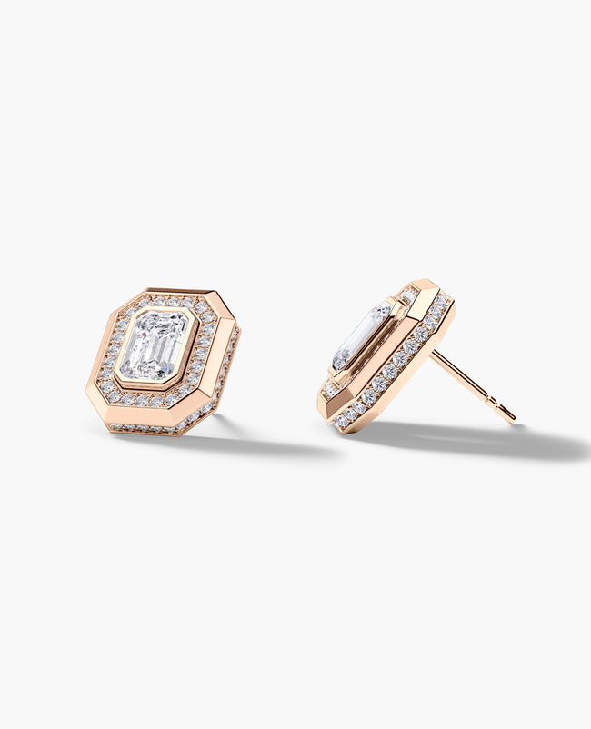 HALO Gold Emerald Cut Single Stud Earring with 1.40ct Diamonds