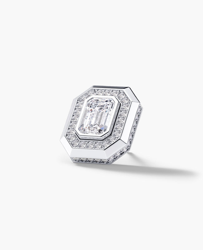 HALO Gold Emerald Cut Single Stud Earring with 1.40ct Diamonds