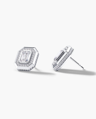 HALO Gold Emerald Cut Single Stud Earring with 0.55ct - 1.40ct Diamonds