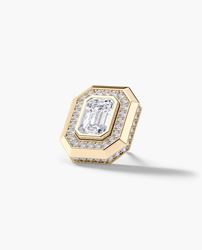 HALO Gold Emerald Cut Single Stud Earring with 1.40ct Diamonds