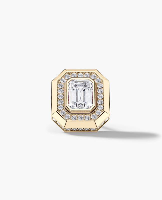 HALO Gold Emerald Cut Single Stud Earring with 1.40ct Diamonds