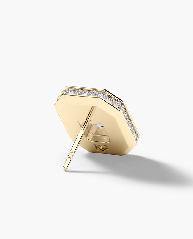 HALO Gold Emerald Cut Single Stud Earring with 1.40ct Diamonds