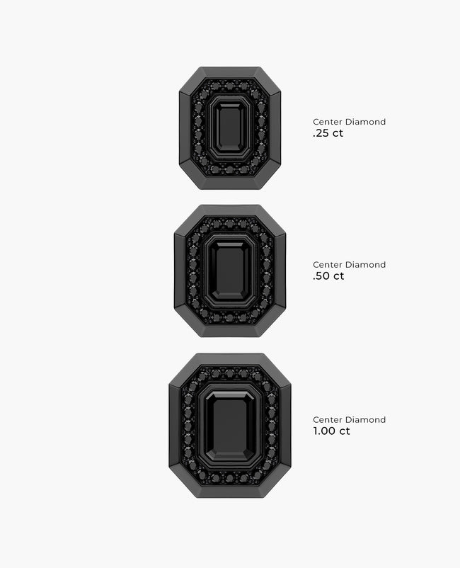 HALO EverBlak Gold Emerald Cut Single Stud Earring with 1.40ct Black Diamonds