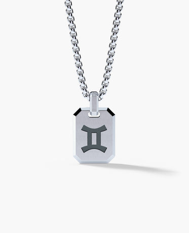 GEMINI MINI ZODIAC Dog Tag Silver Pendant
