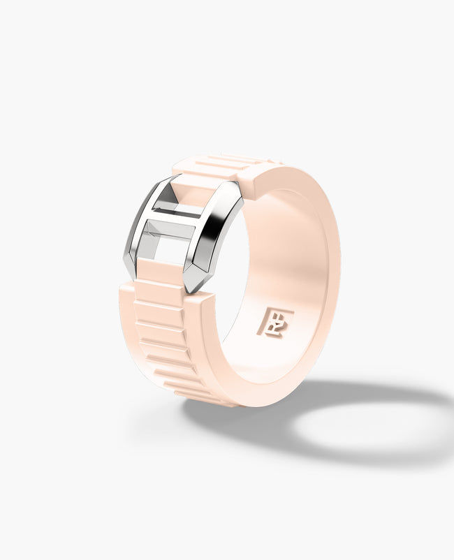 Ready to Ship - HERCULES Atomic Silicone & Silver Ring