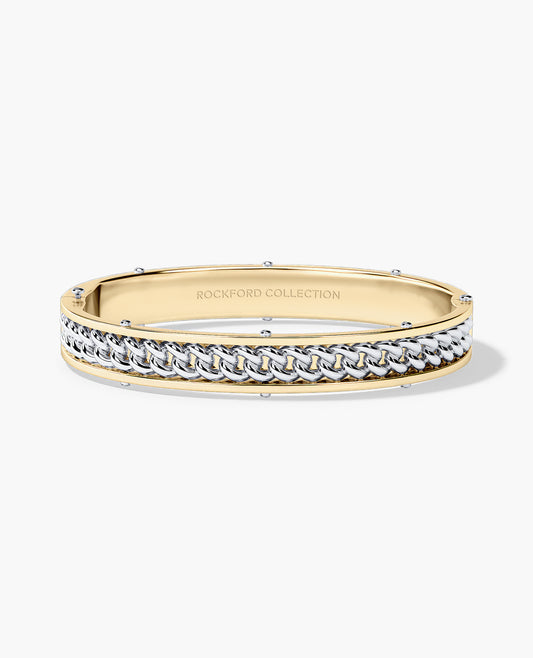 KENSINGTON Two-Tone Gold Cuban Link Bangle Bracelet