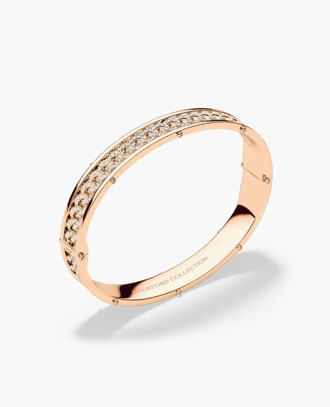 KENSINGTON Gold Cuban Link Bangle Bracelet with Diamonds