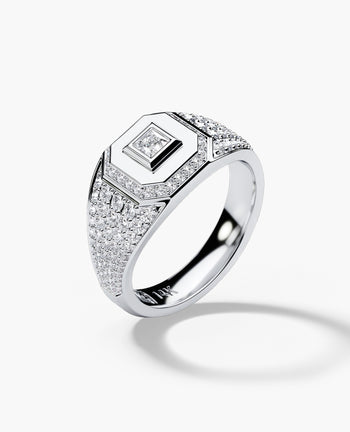 Sample - LA PAZ Gold Signet Ring with 0.85ct Diamonds