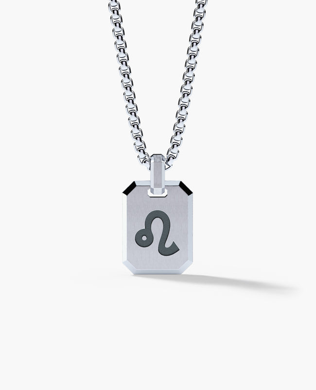 LEO MINI ZODIAC Dog Tag Silver Pendant