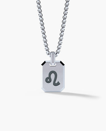 LEO MINI ZODIAC Dog Tag Silver Pendant