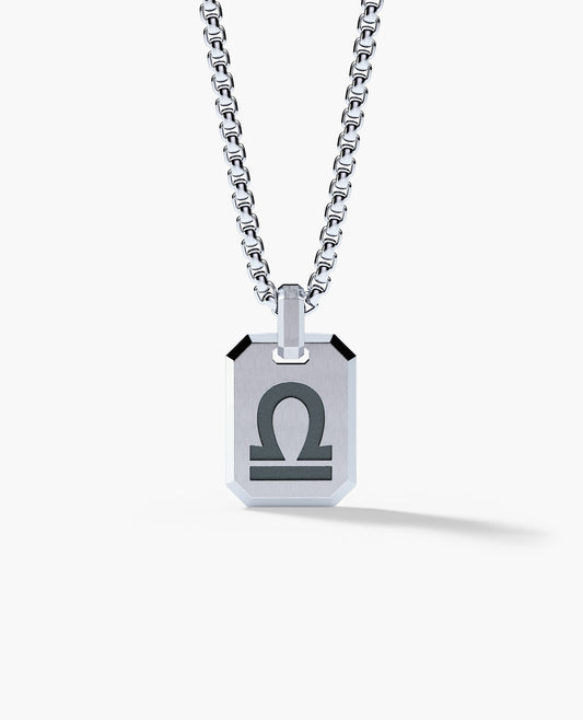 LIBRA MINI ZODIAC Dog Tag Silver Pendant