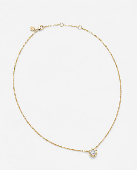 LODE Solitaire Bezel Set Floating Round Cut Diamond Pendant Necklace