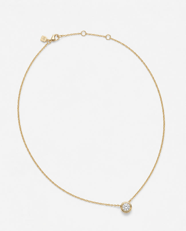 LODE Solitaire Bezel Set Floating Round Cut Diamond Pendant Necklace