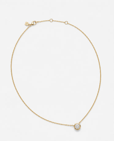 LODE Solitaire Bezel Set Floating Round Cut Diamond Necklace