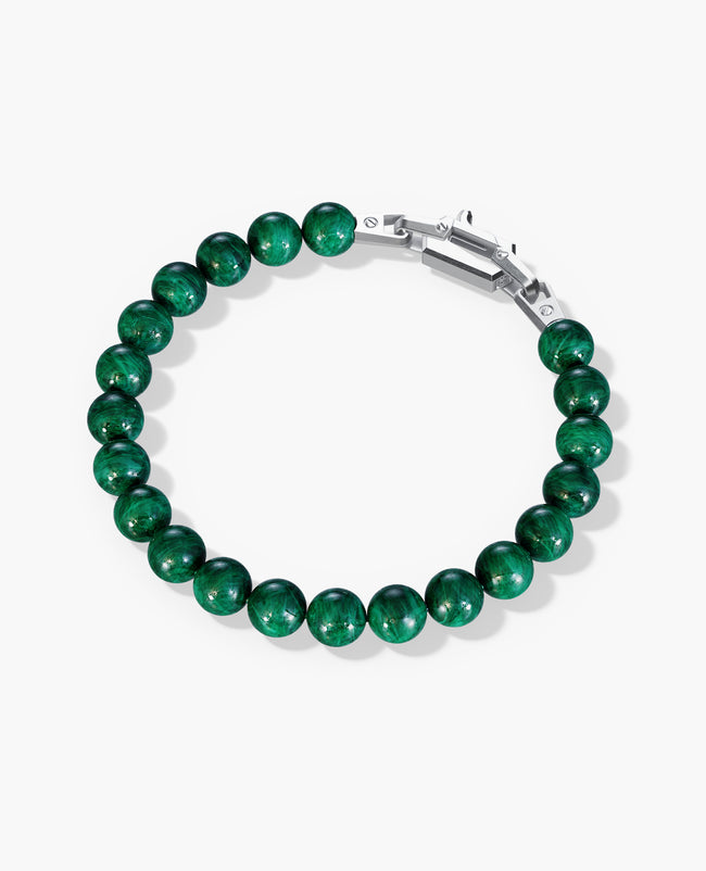 Ready to Ship - POWER BEADS Bracelet with Silver Lock & Malachite