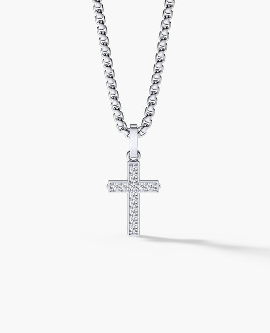 Ready to Ship - MINI CROSS Pendant in 14k White Gold with 0.25ct Rockford Lab™ Diamonds