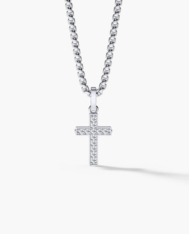 Ready to Ship - MINI CROSS Pendant in 14k White Gold with 0.25ct Diamonds