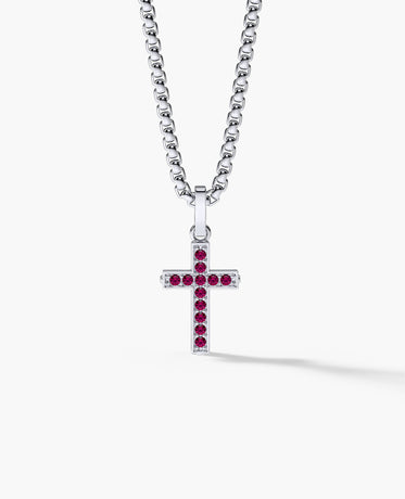 MINI CROSS Gold Pendant with 0.25ct Rubies