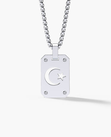 SHADOW MOON and Star Gold Dog Tag Pendant