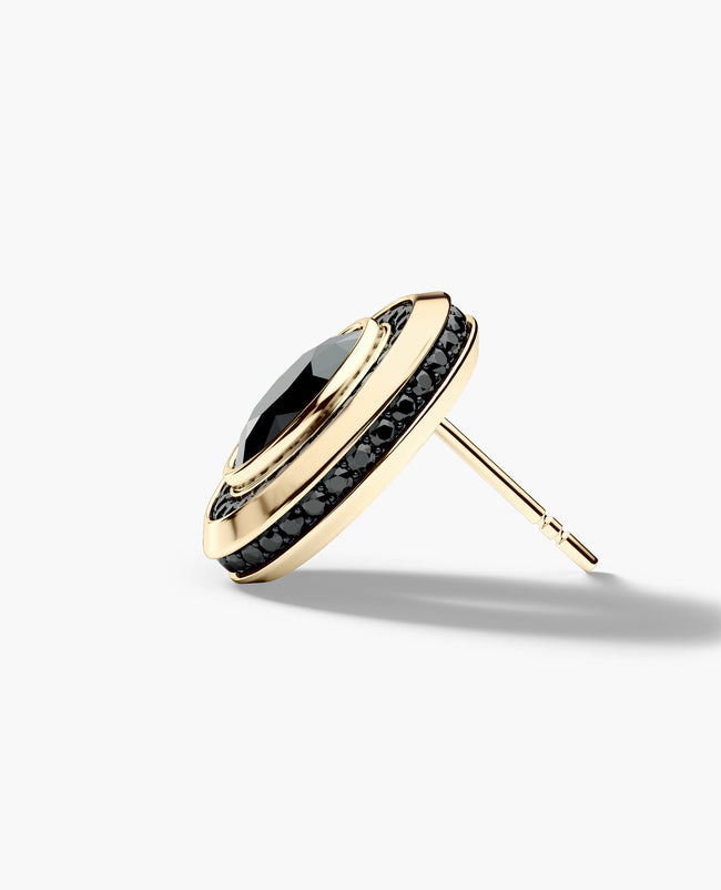 HALO Gold Oval Cut Single Stud Earring with 0.55ct - 1.40ct Black Diamonds