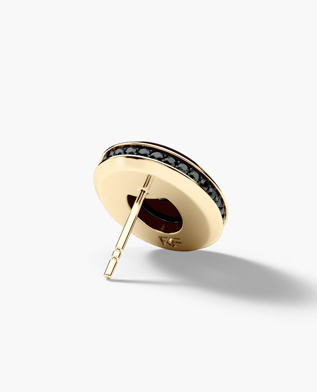 HALO Gold Oval Cut Single Stud Earring with 0.55ct - 1.40ct Black Diamonds