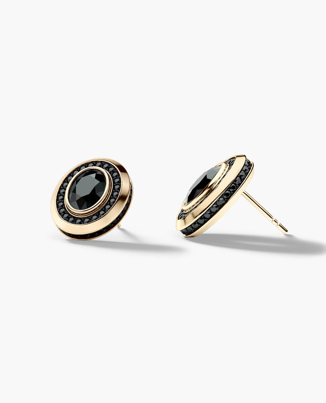 HALO Gold Oval Cut Single Stud Earring with 0.55ct - 1.40ct Black Diamonds