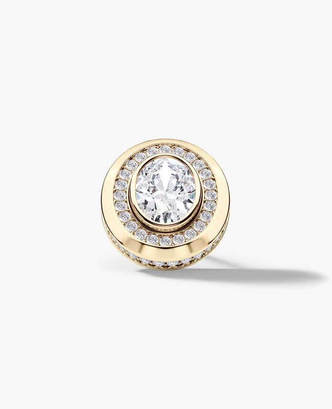 HALO Gold Oval Cut Single Stud Earring with 0.55ct - 1.40ct Diamonds