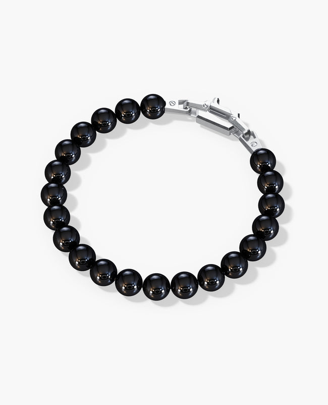 Ready to Ship - POWER BEADS Bracelet with Silver Lock & Polished Onyx