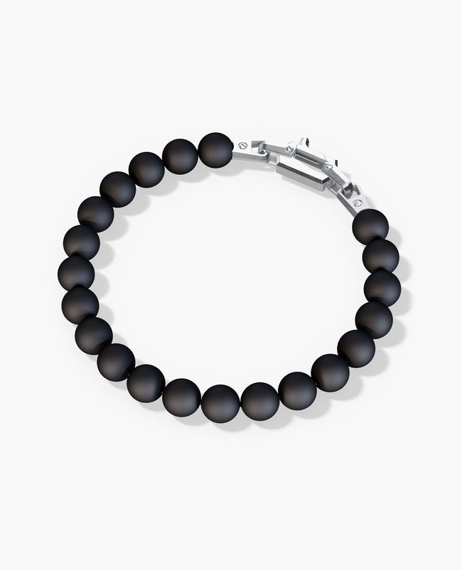 POWER BEADS Bracelet with Silver Lock & Matt Onyx