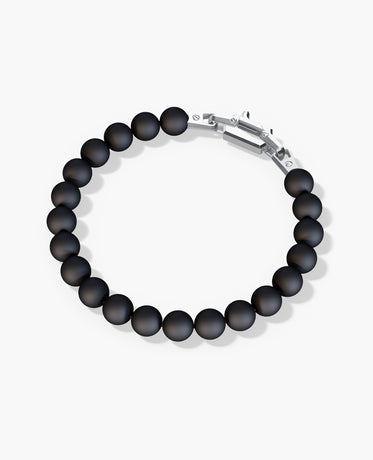 Ready to Ship - POWER BEADS Bracelet with Silver Lock & Matt Onyx