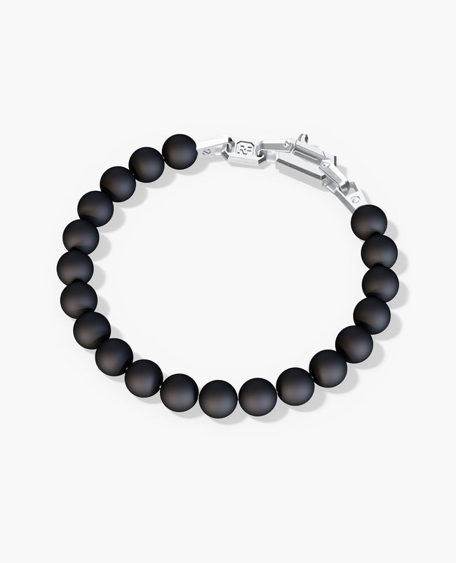 POWER BEADS Bracelet with Silver Lock & Matt Onyx