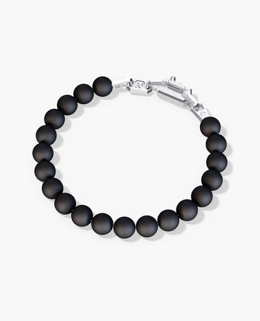 POWER BEADS Bracelet with Silver Lock & Matt Onyx