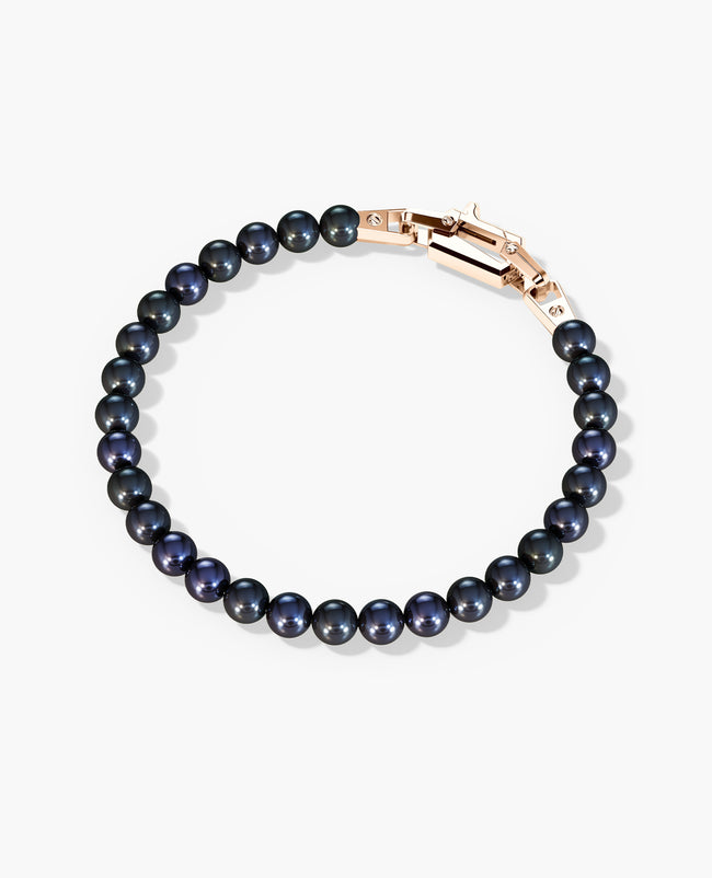 POWER BEADS Bracelet with Gold Lock & Black Pearl