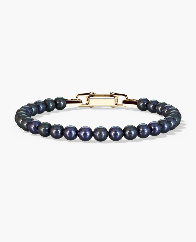 POWER BEADS Bracelet with Gold Lock & Black Pearl